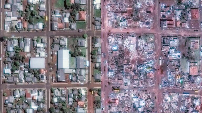 Imagens de satélite mostram antes e depois de cidade destruída por tornado no Paraná; VEJA
