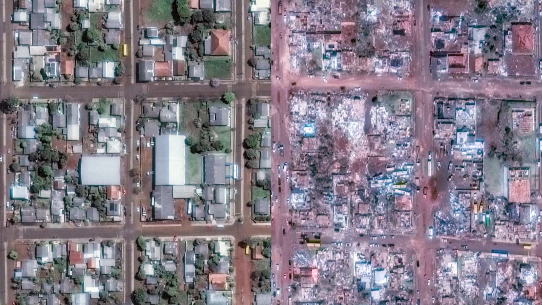 Imagens de satélite mostram antes e depois de cidade destruída por tornado no Paraná; VEJA