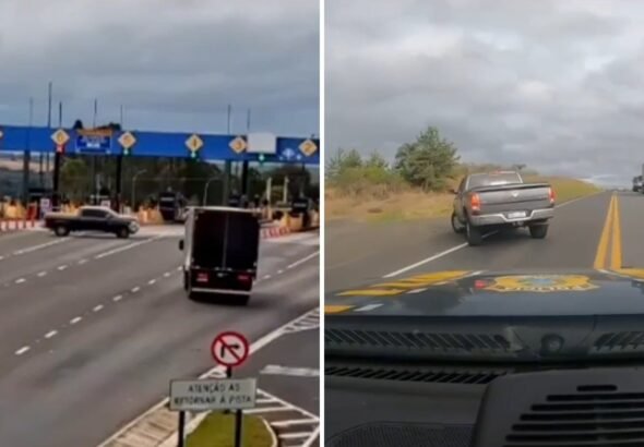 VÍDEO: motorista dá a ré em pedágio pra tentar fugir da polícia, é perseguido e pego com uma tonelada de maconha em Ram, no Paraná