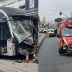Acidente com carro e ônibus mobiliza resgate, e ambulância enviada para atendimento é atingida por outro carro, em Curitiba
