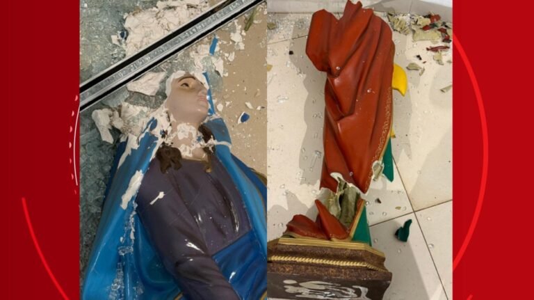 Imagens de santos destruídas após invasão de igreja no PR serão substituídas e enterradas, diz padre: 'Fato triste e lamentável'