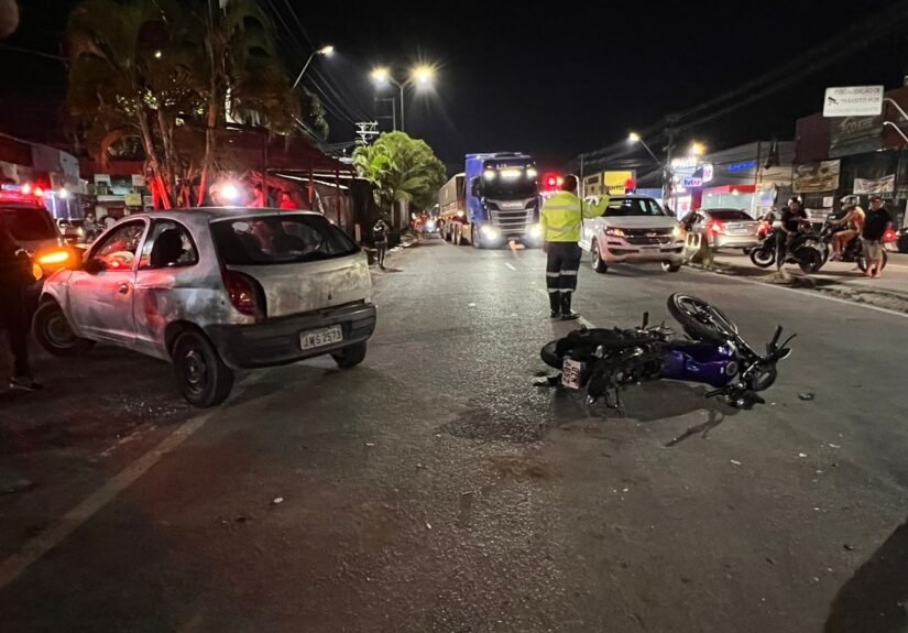 Manaus registra 3ª morte no trânsito em menos de 12h após motociclista colidir com carro que fez retorno irregular