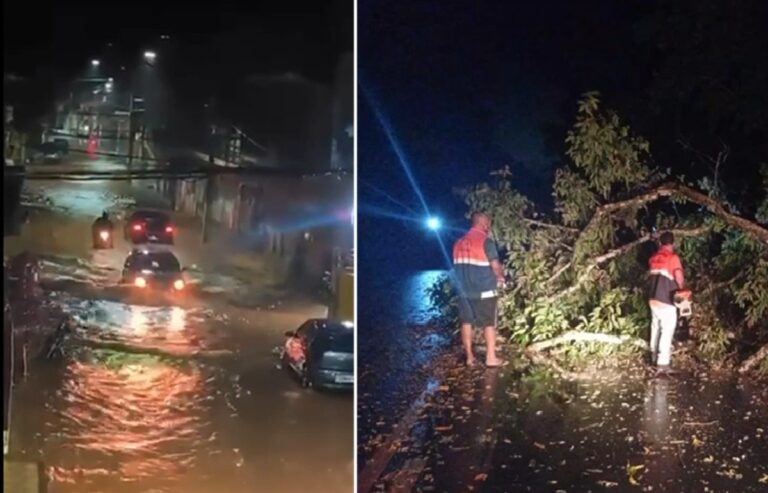 Chuvas fortes alagam ruas e causam transtornos no Noroeste Fluminense