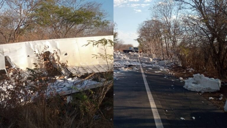 Homem morre em grave acidente envolvendo carreta e carros na BR-135, em Gilbués, no Piauí