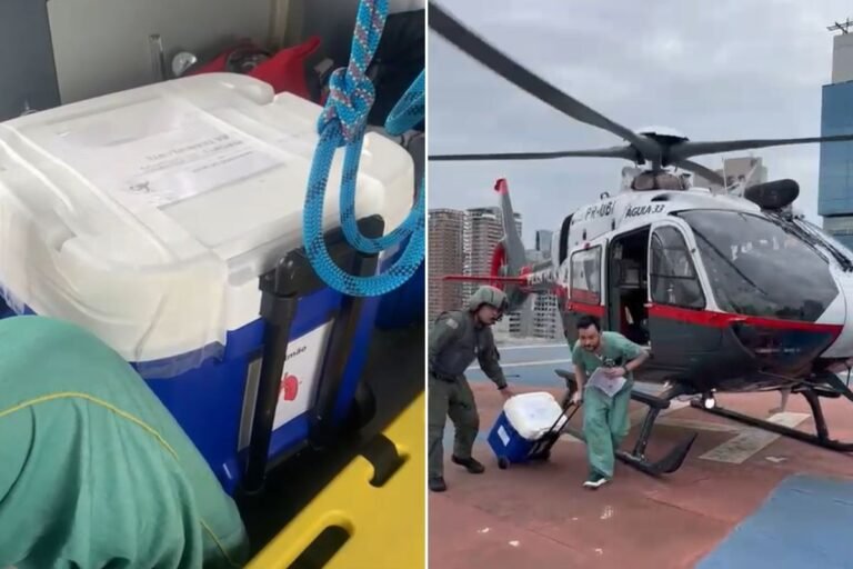 Helicóptero Águia realiza transporte urgente de pulmão entre o litoral e a capital paulista; VÍDEO